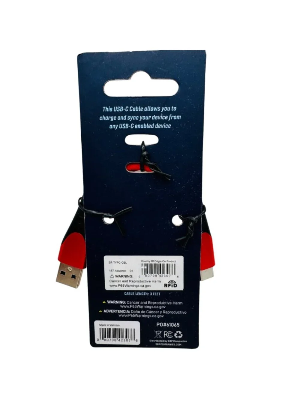 Solaray USB C Cable 3 Foot Red Braided